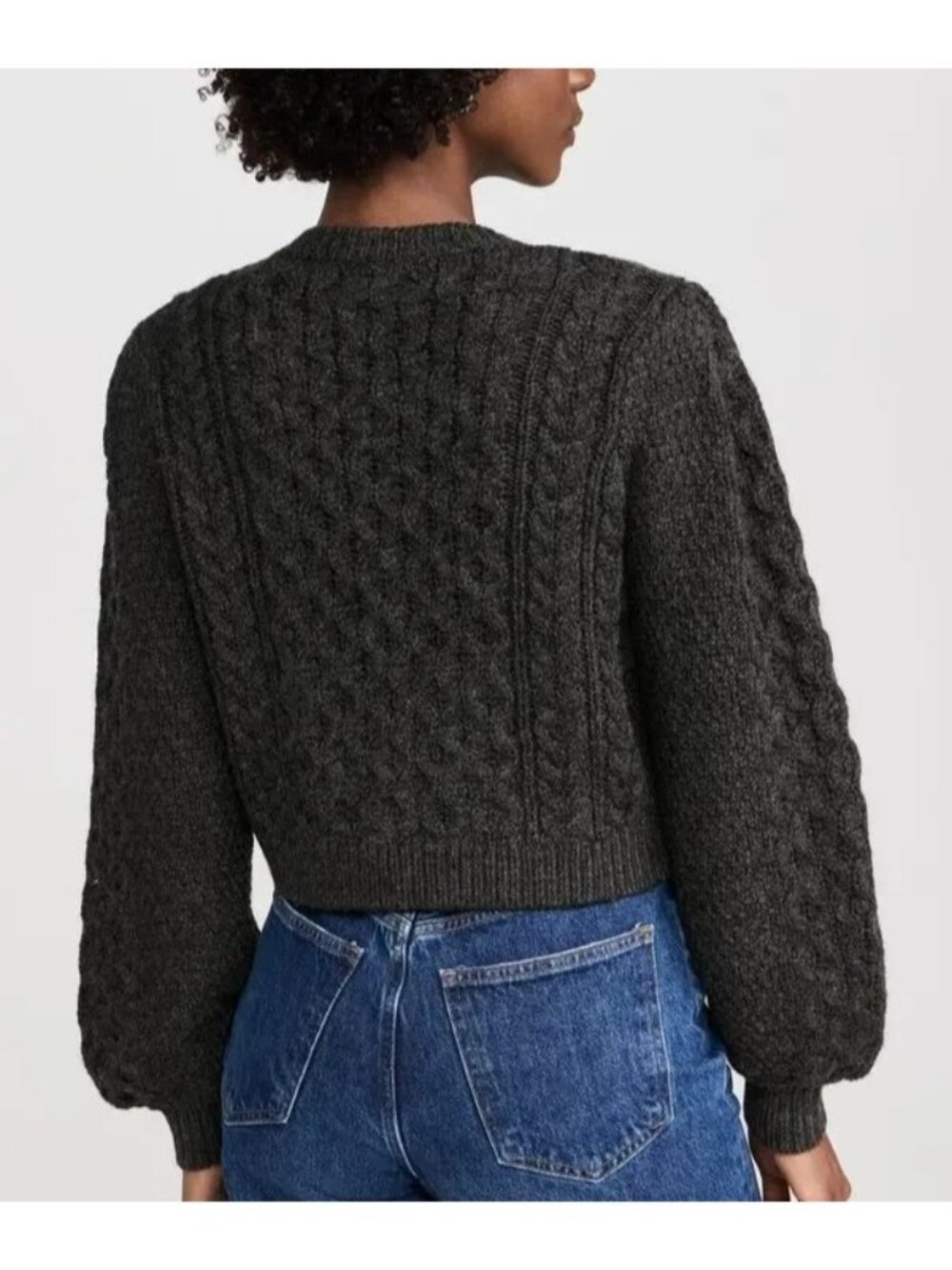 NEW Cinq A Sept Black Cable Knit Cardigan Wool Cozy Basic Contemporary Womens L